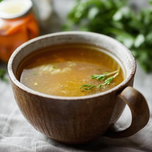 bone broth in a cup of soup on a table