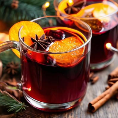 mulled wine in a glass for the holidays